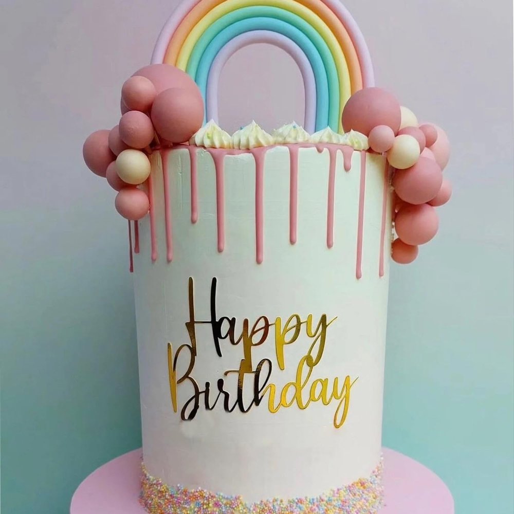 1PCS Happy Birthday Cake Topper,Gold Mirror Acrylic Happy Birthday Cake Sign Decorations,Happy Birthday Cake Charm Supplies for Birthday Party Cake Dessert