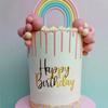1PCS Happy Birthday Cake Topper,Gold Mirror Acrylic Happy Birthday Cake Sign Decorations,Happy Birthday Cake Charm Supplies for Birthday Party Cake Dessert view 1