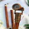 FreshCart Basics Antique Brass Telescope Walking Stick, Dolland London 1920 Foldable Walking Stick, Custom Engraved Stick with Working Compass view 1