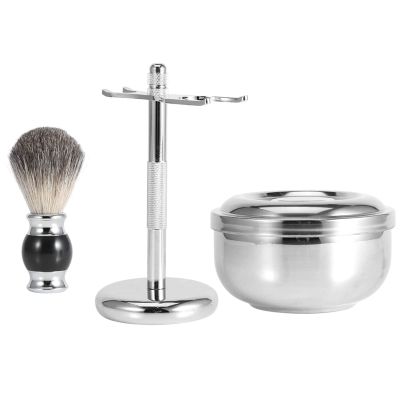 Shaving Brush Stand and Bowl 23X12X12Cm Professional Men Shaving Tool Stand Synthetic Hair Brush Alloy Soap Cup Bowl Set