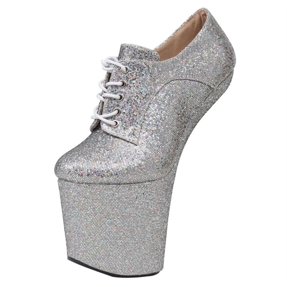 PSMTNNBB High Heels 20cm Heelless Fashion Shoes-silvery||41