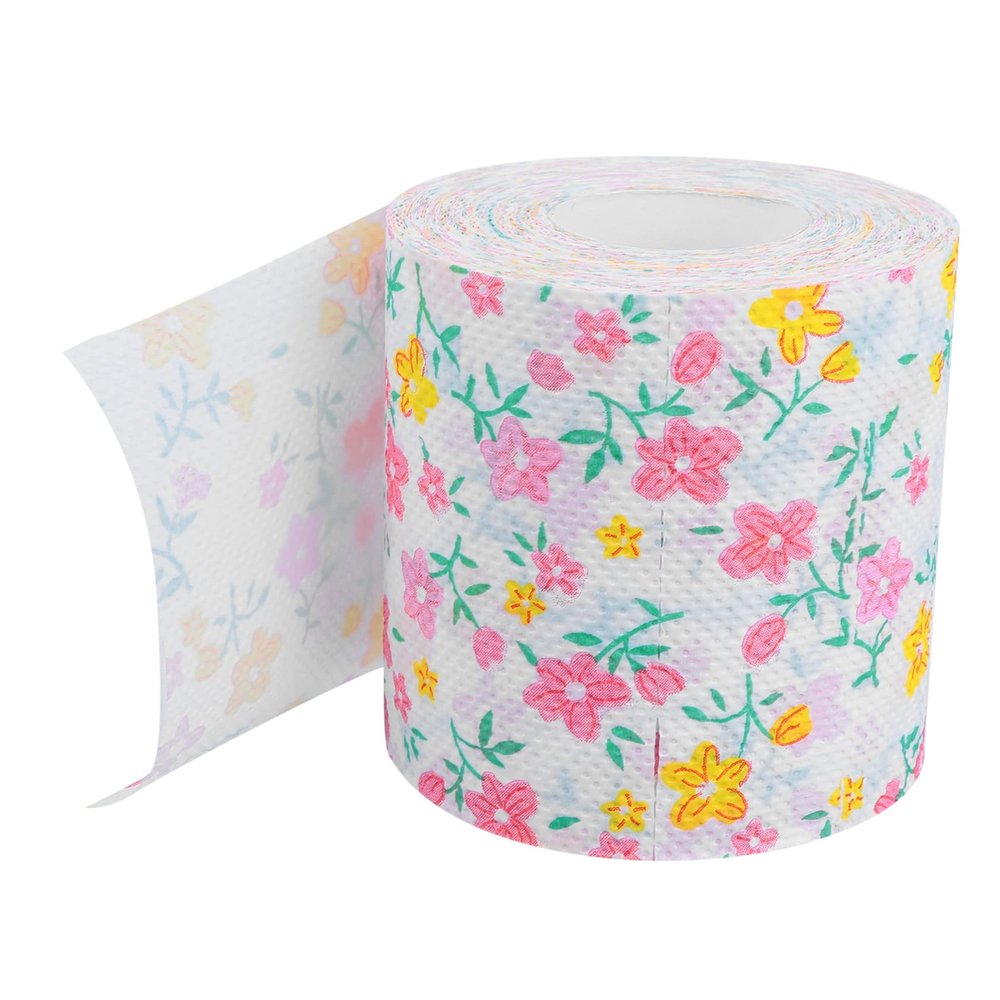 Anneome 1roll Colorful Printed Roll Paper Versatile Toilet Paper Napkin and Handkerchief Safe Pulp Material Beautiful Floral Patterns Per Pack