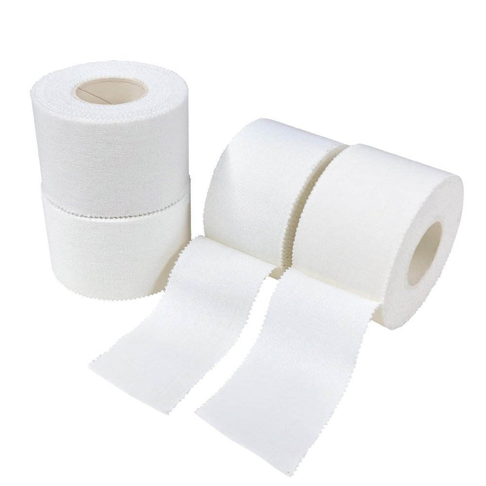 COMOmed Athletic Tape - White Sport Tape - Easy Tear, Strong, No Sticky Reduce Wrist Ankle Tape for Athlete & Medical Trainers (4, White, 1.5in x 33 ft)