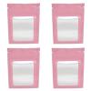 100pcs Ziplock Bags Self Sealing Holographic Reusable Food Storage Bags with Hanging Hole (Pink) view 4