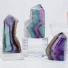 LoKori Natural Crystal Stone Purple Green Blue Rainbow Fluorite Quartz Obelisk Polished Healing Crystal Wand Crafts Ornaments Reiki Energy Balancing Home Dcor,90-100mm view 2