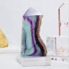 LoKori Natural Crystal Stone Purple Green Blue Rainbow Fluorite Quartz Obelisk Polished Healing Crystal Wand Crafts Ornaments Reiki Energy Balancing Home Dcor,90-100mm view 4