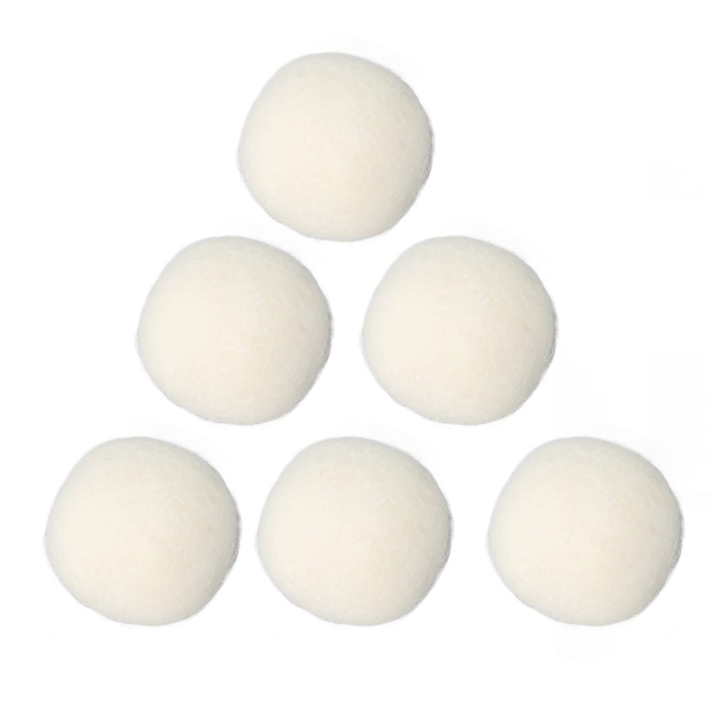 Pack of 6 Wool Drying Balls with High Density, Adsorbing Impurities and Reducing Static Electricity, Laundry Wool Balls (5 cm)