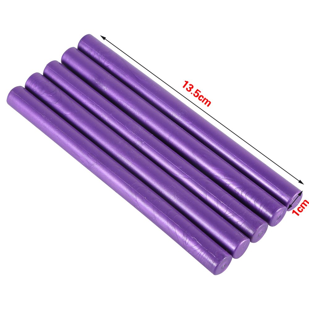 10 Colours, Pack of 5 Sealing Stamps, Wax Sticks for Sealing Vintage Birthday Wedding Invitation Cards (Purple)