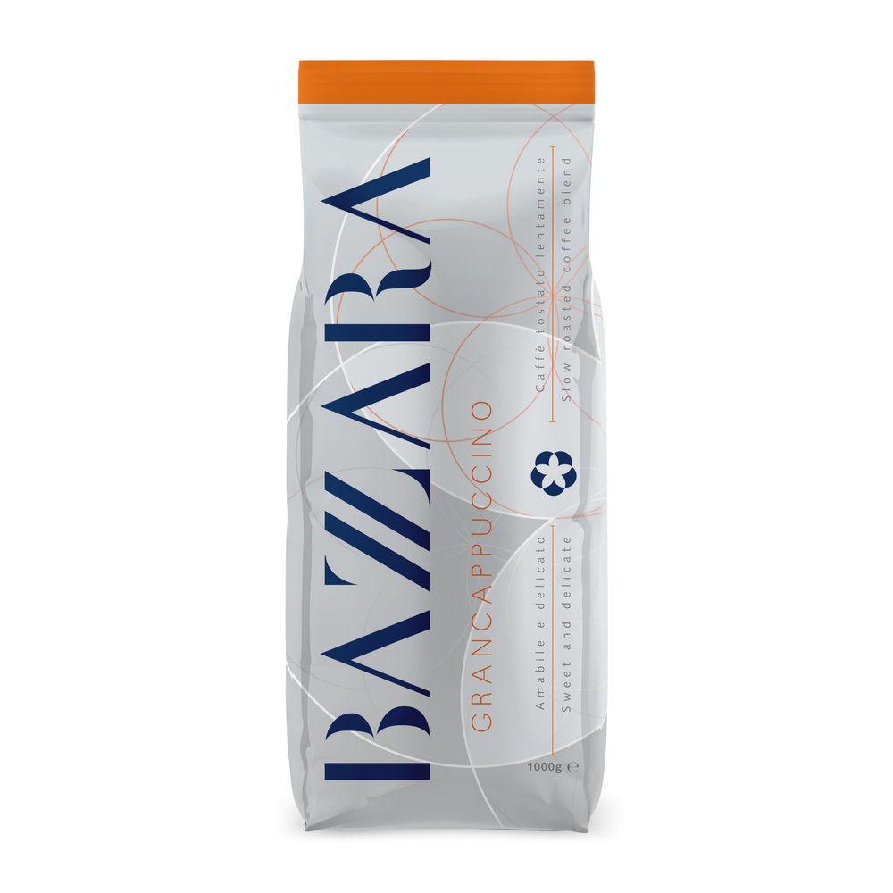 Bazzara Grancappuccino Coffee Beans 1 KG - Medium Roast Arabica & Robusta Blend Whole Coffee Beans - Intensity 4/5 - Made in Italy