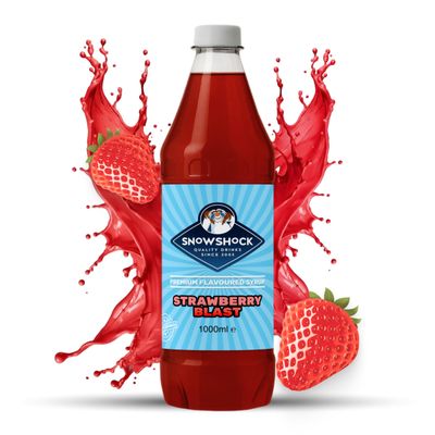 SnowShock Slush Syrup 1L Strawberry | Slushy Concentrate Dilute for Ice Slushie Machine - Makes Over 20 Drinks - Refreshing Frozen Drink Mix for Kids Parties, Cafes, Events & Food Vans | Vegan