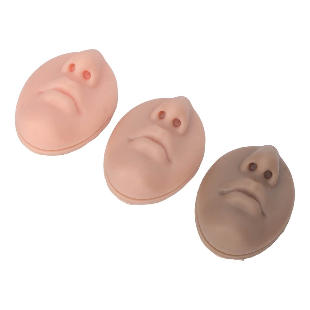 Pack of 3 Silicone Nose Mouth Model, Professional, Soft, Flexible, Reusable, Simulation Silicone Piercing Model