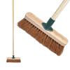 10 Soft Broom Natural Coco Bristles with Wooden Handle Durable Support Bracket Sweeping Brush Indoor for Cleaning Wooden Floor, Patios, Garage, Decking & Paving Slabs(Soft Coco Bristles, Pack of 1)