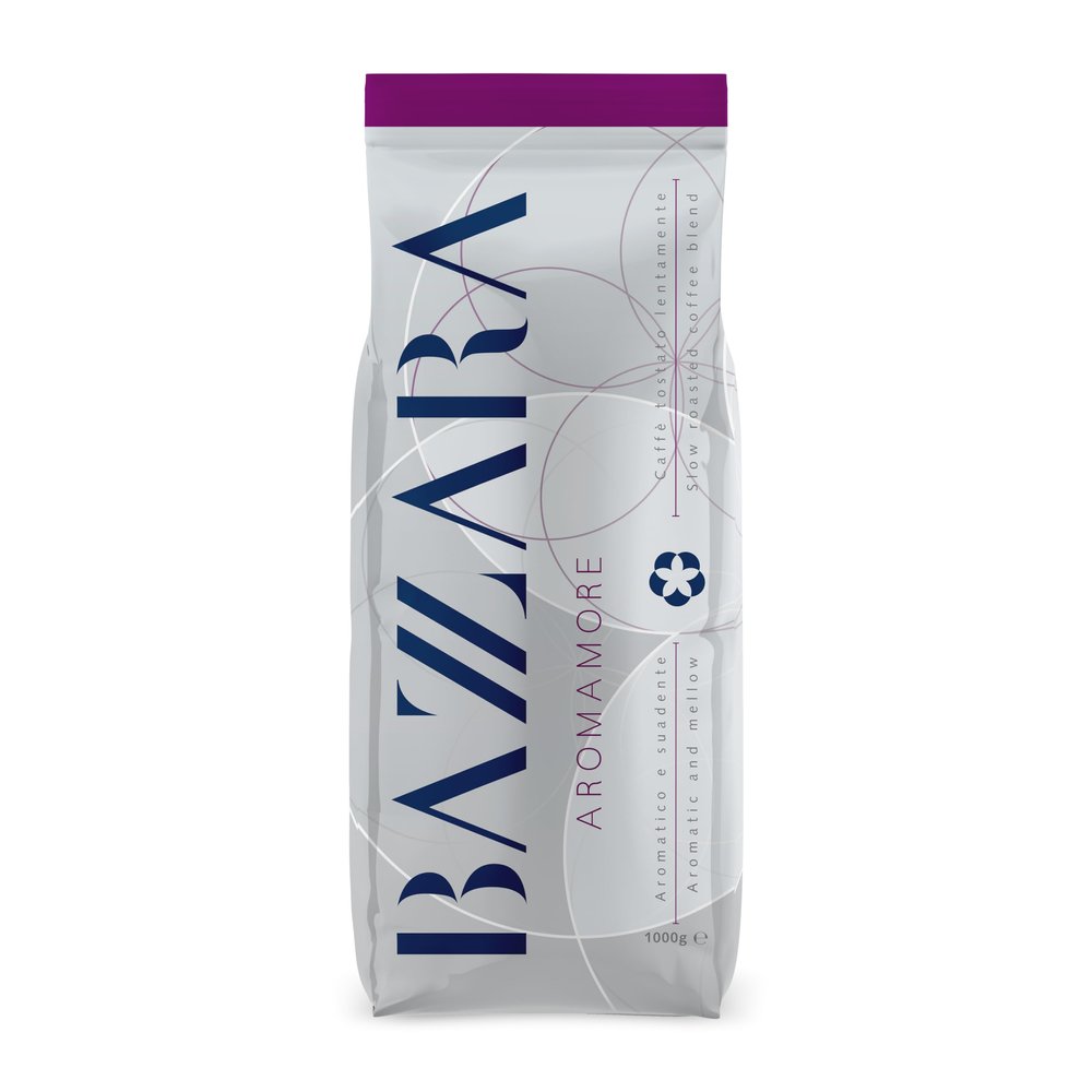 Bazzara Aromamore Luxury Arabica & Rosbuta Coffee Beans 1 kg, Medium Roast, Intensity 4/5, Award-Winning Coffee Made in Italy