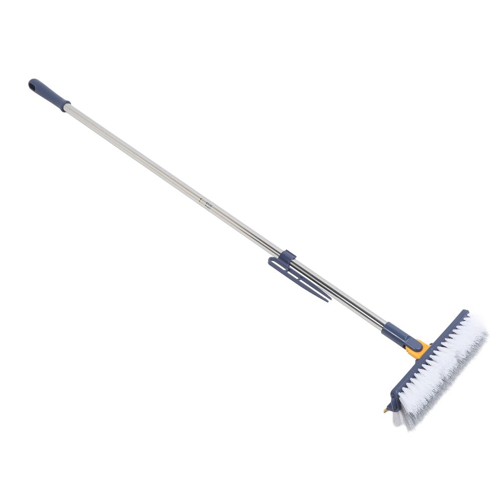 Floor Scrub Brush with Long Handle, 2 in 1 Floor Brush Scrubber with Squeegee, Stiff Bristles Floor Scrubber with 180Rotating Tile Brush for Bathroom, Kitchen, Shower, Tub,