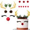 15PCS Christmas Cake Topper Reindeer Ears Eyelashes Antler Cake Decorations Set for Christmas Reindeer Themed Party view 1