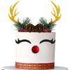 15PCS Christmas Cake Topper Reindeer Ears Eyelashes Antler Cake Decorations Set for Christmas Reindeer Themed Party view 2