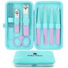 8Pcs Precision Tweezers Set for Facial Hair Women (Violet/Cyan) view 1