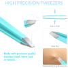 8Pcs Precision Tweezers Set for Facial Hair Women (Violet/Cyan) view 2