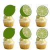 18pcs Green Glitter Lemon Dessert Cupcake Topper Pick for Summer Fruit Lemonade Theme Decor Supplies Baby Shower Men Women Boys Girls Happy Birthday Party Decorations view 1