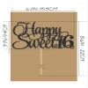 Happy Sweet 16 Cake Topper - Glitter Black 16th Birthday Cake Decorations, Sixteen Year Old Cake Smash Decor, Happy Sweet 16 Sign Cake Top Photo Booth Props (Black) view 3