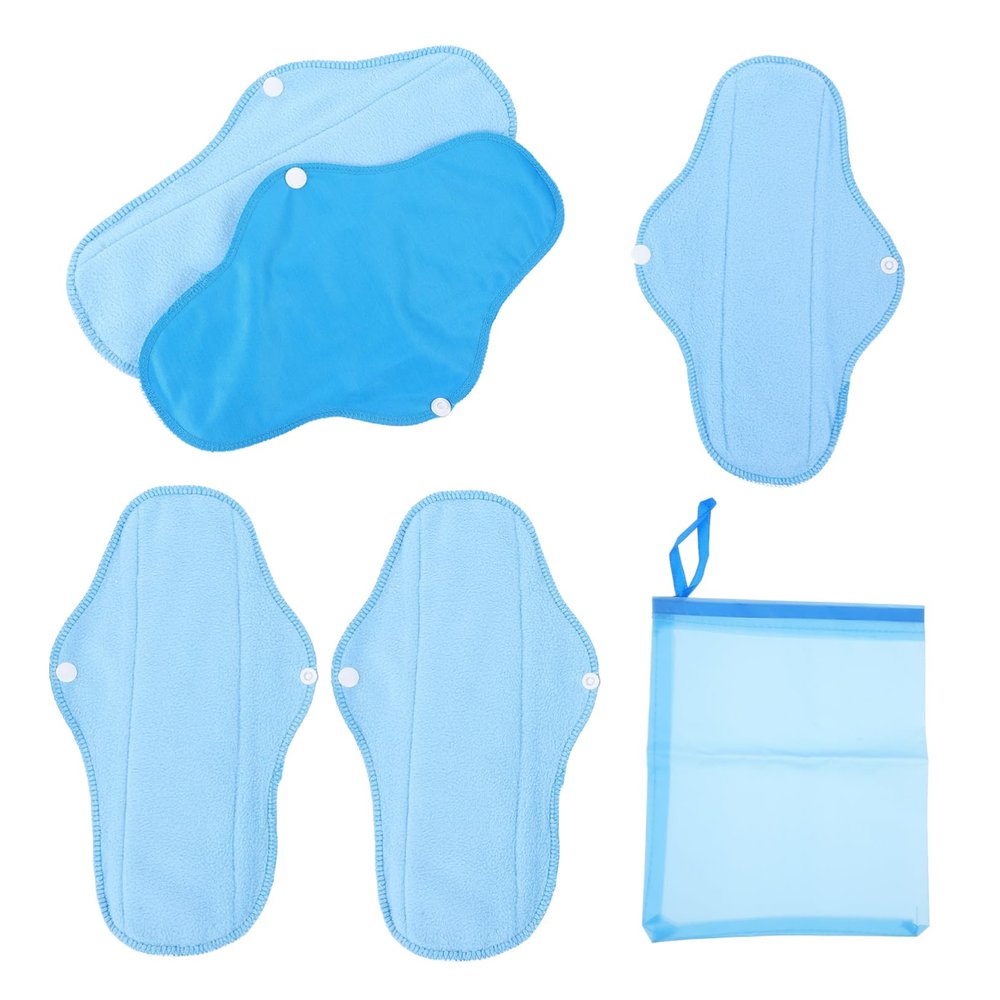BCOATH Reusable Sanitary Napkin Set 6pcs Washable Menstrual Pads with Pul Waterproof Fabric and Polar Fleece Layer Postpartum Period Protection for Women