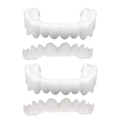 2 Pairs Dentures Cosmetic Teeth Instant Veneers Dentures Temporary Teeth Top and Bottom False, Comfort Fit One Size