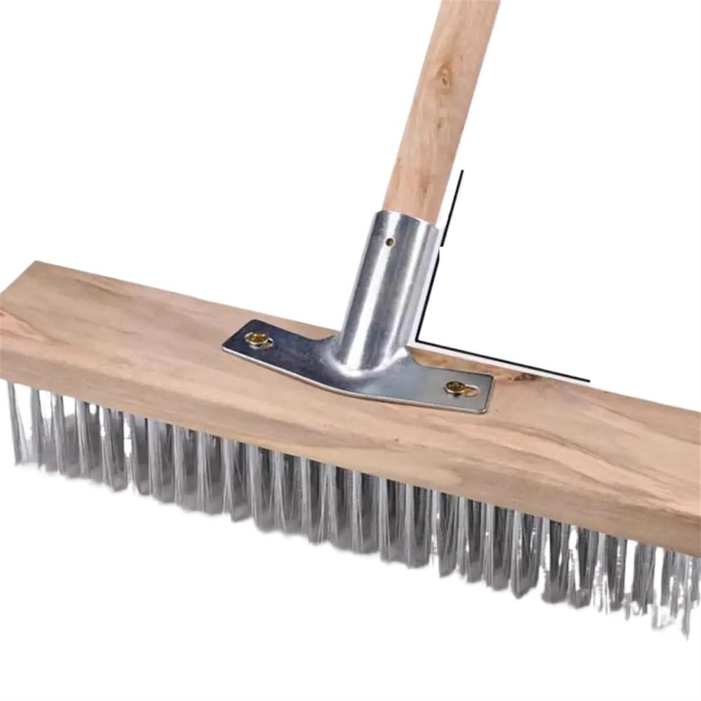 YXINAER Outdoor Broom Brush Heavy-Duty Wire Broom Wooden Handle Garden Broom Outdoor Garden Cleaner Scrubber Cleaning Broom Patio Garden Tools(30cm)