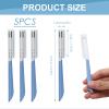 5 PCS Beard Mustache Straight Edge Razor, Mens Beards Edgers Trimmer Shaping Tool Blade Eyebrow Stainless Steel Shaper, Travel Replacement Facial Hair Remover Shavers for Women Men Grooming (Blue) view 2