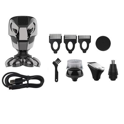 LOLPALONE 5 in 1 4D Men's Bald Electric Shaver 7 Floating Blades Beard Nose Ear Hair Trimmer Men's Cleansing Brush