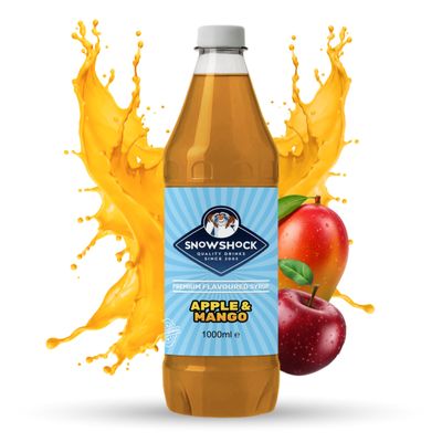 SnowShock Slush Syrup 1L Apple & Mango | Slushy Concentrate Dilute for Ice Slushie Machine - Makes Over 20 Drinks - Refreshing Frozen Drink Mix for Kids Parties, Cafes, Events & Food Vans | Vegan