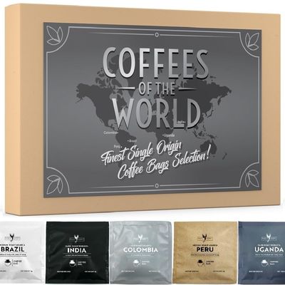 Coffee Bags Tasting Collection Gift Set | Selection of Finest Specialty Coffees | 15 Bags | Hamper Style Letterbox Gift Idea for Him & Her