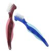 Healeved 4pcs Double-Sided Denture Cleaning Brush Denture Brush Toothbrush Interdental Blue Material Portable Travel view 2