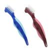Healeved 4pcs Double-Sided Denture Cleaning Brush Denture Brush Toothbrush Interdental Blue Material Portable Travel view 4