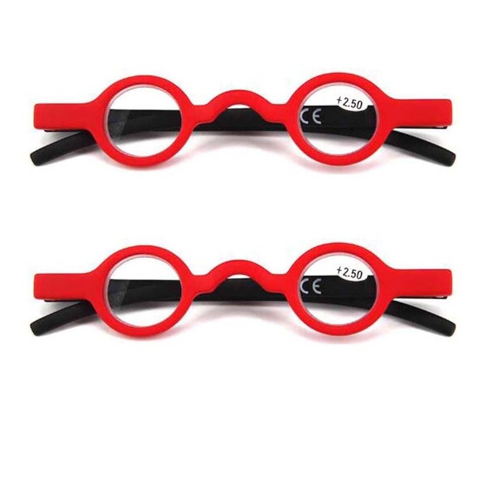 Agstum Cute Readers Small Round Vintage Reading Glasses with Spring Hinge (2 Pack/Red+Red, 1.5, x)