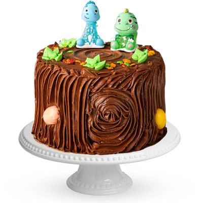 Patisserie Valerie Chocolate Dinosaur Cake  4 Layer Rich Chocolate Sponge with Chocolate Cream Filling  Kids Birthday Party Cake Delivery 6" (14 Portions)