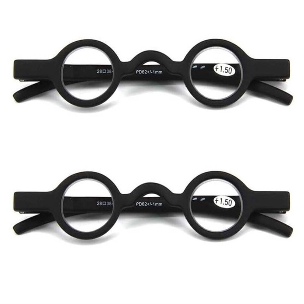 Agstum Cute Readers Small Round Vintage Reading Glasses with Spring Hinge (2 Pack/Black+Black, 2, x)