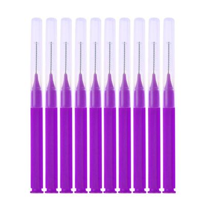 10 Pieces Interdental Brush, Dental Floss Brush Oral Dental Hygiene Brush, Tooth Cleaning Tool Tool for Cleaning Gaps Between Teeth, Purple