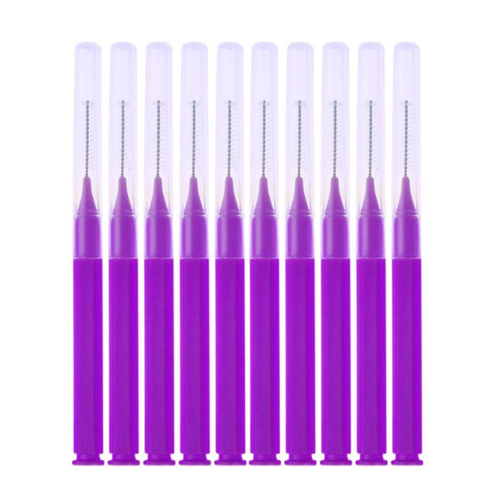 10 Pieces Interdental Brush, Dental Floss Brush Oral Dental Hygiene Brush, Tooth Cleaning Tool Tool for Cleaning Gaps Between Teeth, Purple