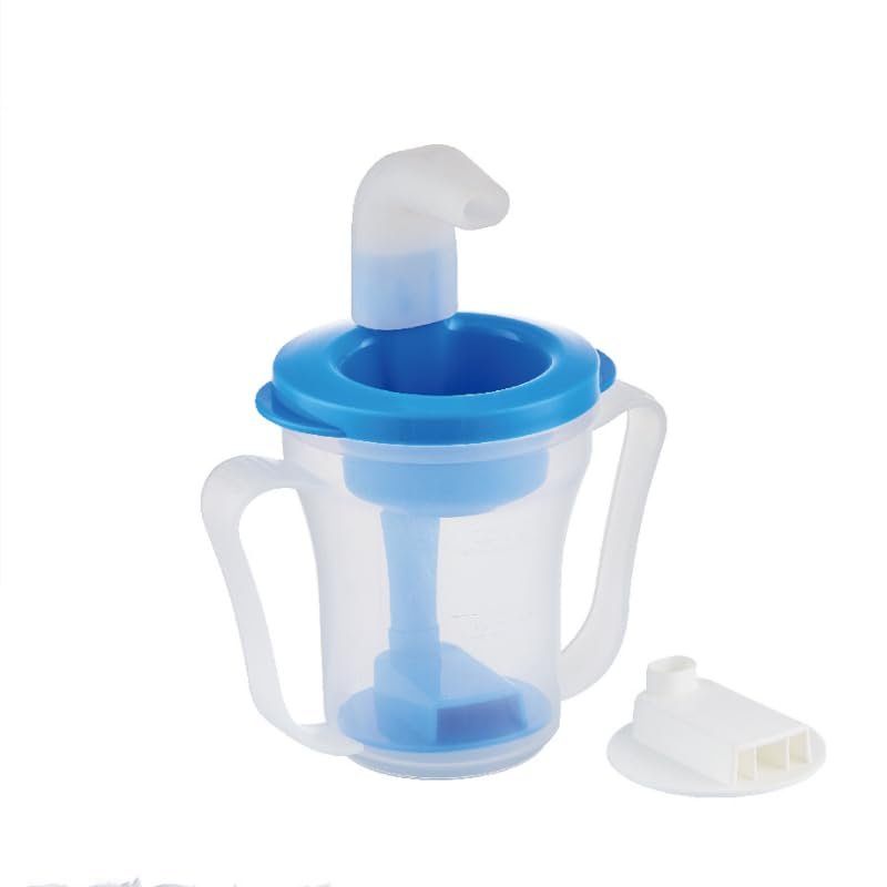 RoRooroole Dysphagia Regulating Drinking Cup for Elderly-Having Difficulty Swallowing Prevent Choking Spill Proof with Straw Dispenses 5cc or 10cc of Liquid Each Time No thickener is Used