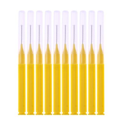10 Pieces Interdental Brush, Dental Floss Brush Oral Dental Hygiene Brush, Tooth Cleaning Tool Tool for Cleaning Gaps Between Teeth, Yellow