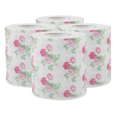 Beavorty Merry Christmas Toilet Paper 4 Pack Floral Printed Rolls for Decorative Bathroom
