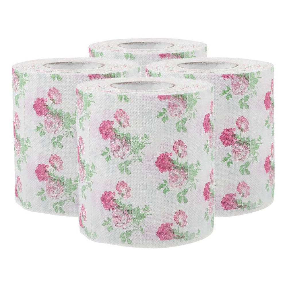 Beavorty Merry Christmas Toilet Paper 4 Pack Floral Printed Rolls for Decorative Bathroom