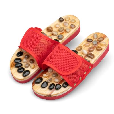 Acupressure Foot Massager sandals, Acupuncture Stimulation Sandals, Acupressure Massage Slippers with Earth Stone, Wellness Gifts for Men Women Parent(Red,6.5 UK)
