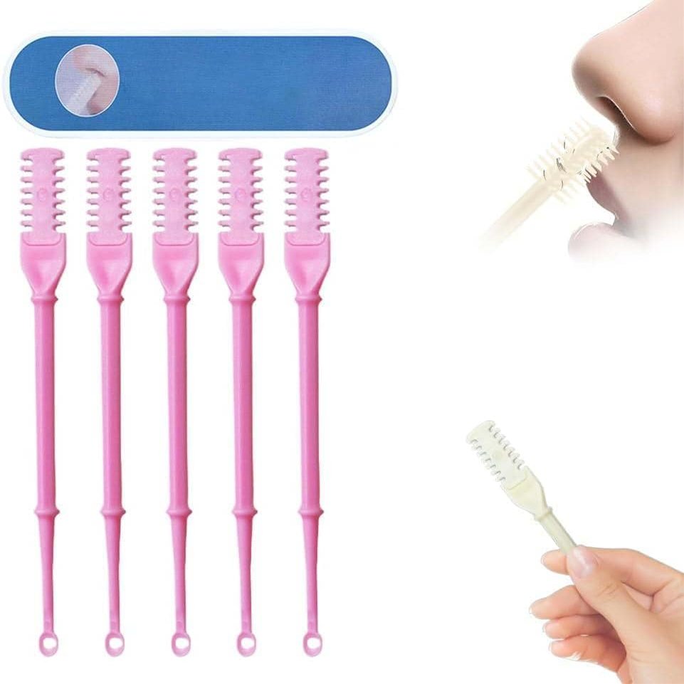 Nasal Hair Cutter,2024 New Double Sided Nose Hair Knife Nose Manual Nose Hair Trimmer,360 Rotating Nasal Hair Razor Cutter with Ear Picker for Women and Men (Pink, 5pcs)