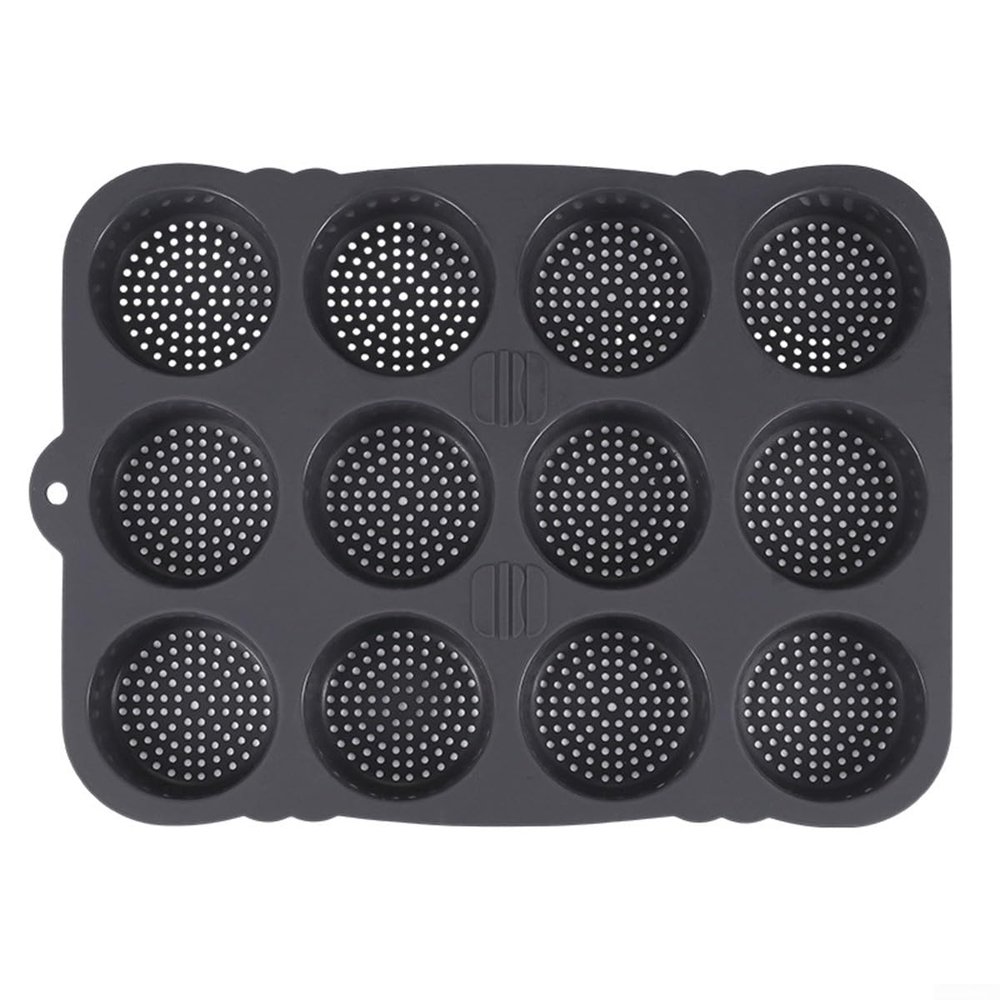 Vilgftyiet Non Silicone Burger Pan 12 Cavity Cake Tray for Baking Bread Rolls Pies Fruit Tarts Heat Resistant Grey