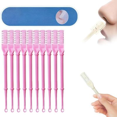 Nasal Hair Cutter,2024 New Double Sided Nose Hair Knife Nose Manual Nose Hair Trimmer,360 Rotating Nasal Hair Razor Cutter with Ear Picker for Women and Men (Pink, 10pcs)