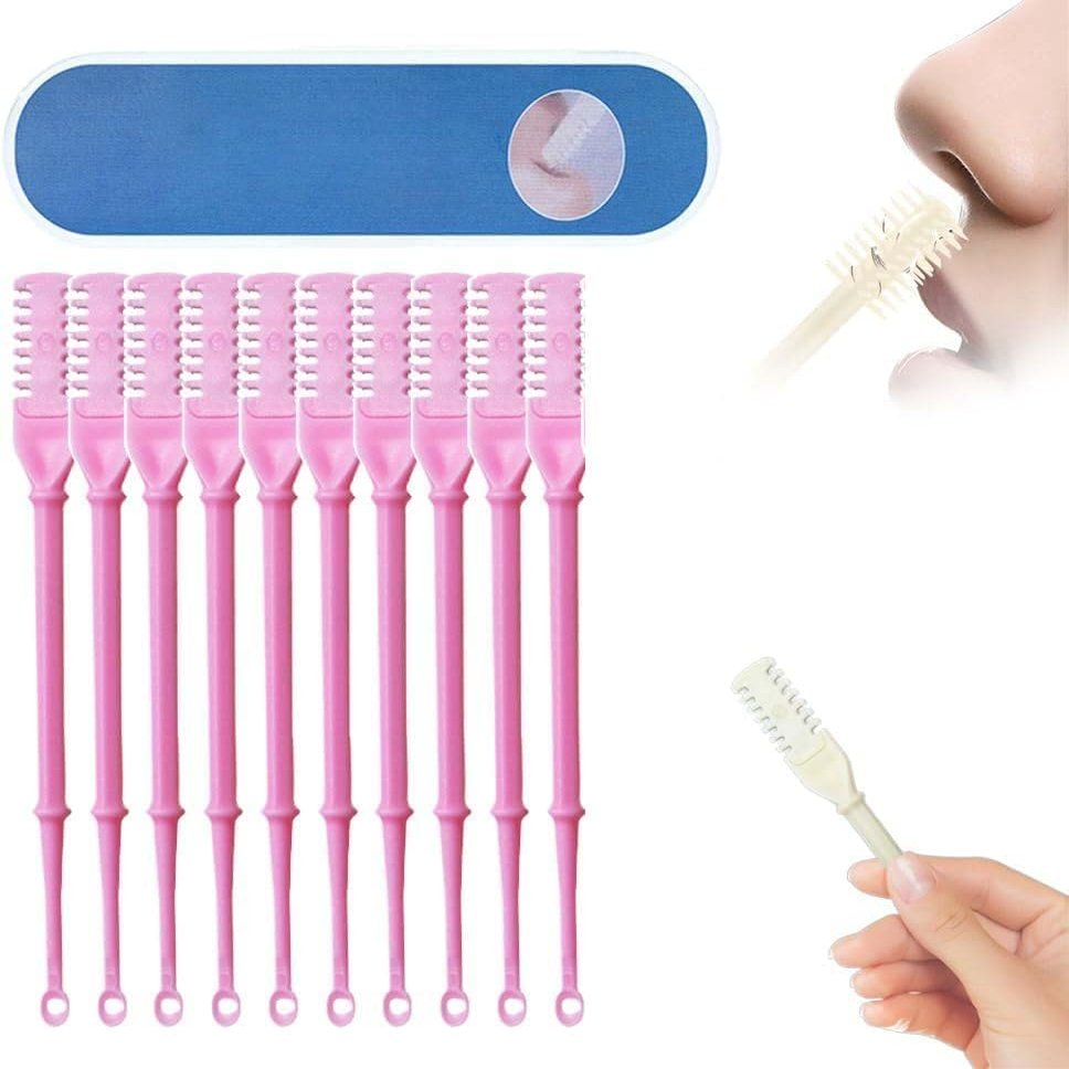 Nasal Hair Cutter,2024 New Double Sided Nose Hair Knife Nose Manual Nose Hair Trimmer,360 Rotating Nasal Hair Razor Cutter with Ear Picker for Women and Men (Pink, 10pcs)