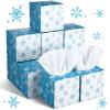Bencailor 12 Pack Christmas Facial Tissues Cube Boxes Winter Square Tissues Cube Boxes 600 Sheets 3 Ply Small Xmas Tissues Cover for Home Car Accessories(Snowflake) view 1