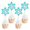 Cyodoos 24 PCS Snowflake Cupcake Toppers Glitter Winter Frozen Theme Snowflake Cupcake Picks for Winter Wonderland Baby Shower Kids Birthday Christmas Party Cake Decorations Supplies view 1