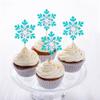 Cyodoos 24 PCS Snowflake Cupcake Toppers Glitter Winter Frozen Theme Snowflake Cupcake Picks for Winter Wonderland Baby Shower Kids Birthday Christmas Party Cake Decorations Supplies view 2